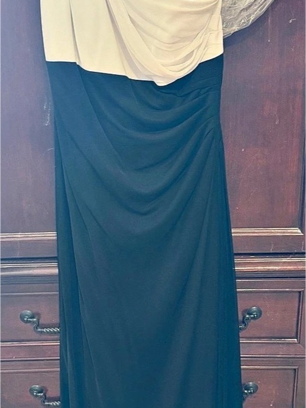 David's Bridal Maxi Formal Dress in Blue & White Size 12